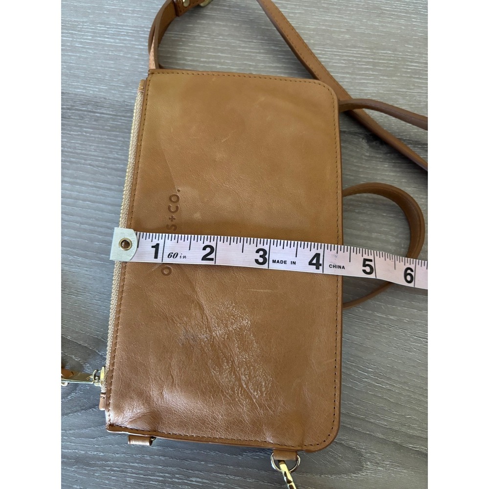 Olives & Co Tan Leather Crossbody Clutch Wallet Bag Adjustable Strap Festival - Picture 6 of 7